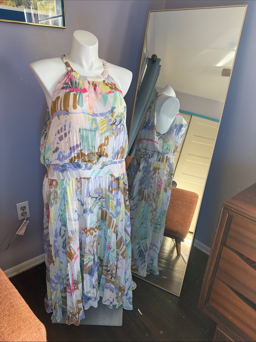City Chic Multicolor Halter Pleated Maxi Dress